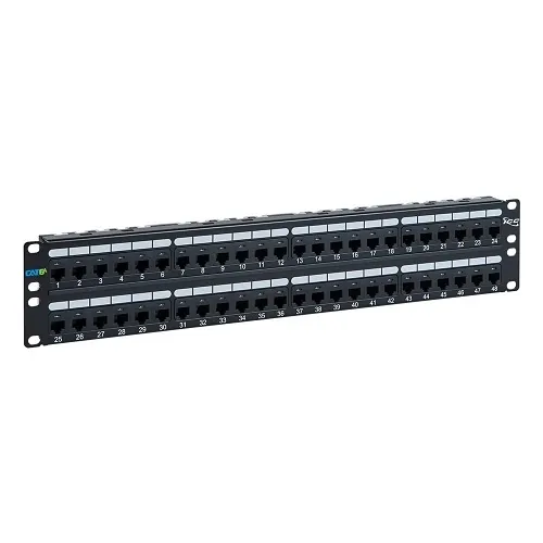 ICC ICMPP0486B 48-Port Rackmount with CAT6a 19" Network Patch Panel and Rear 110 IDC Terminal Blocks for Gigabit Network Switch, UL Listed, PoE   Rated 10 Gigabit Applications, 2U RS, Black