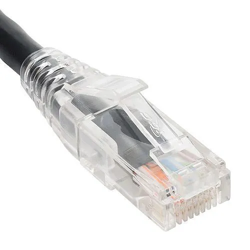 ICC ICPCST05BK CAT6 Clear Slimline Boot Patch Cord, 5', Black