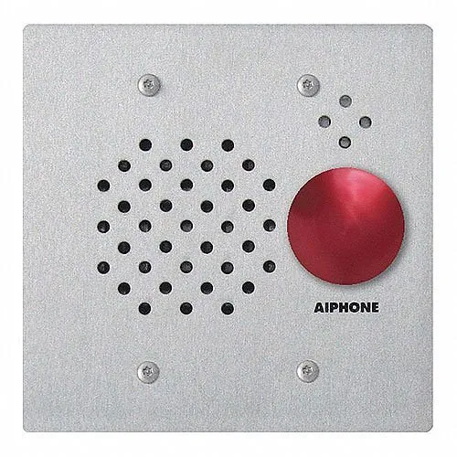 Aiphone IE-SSR 2-Gang Door Station with Red Mushroom Button, Flush Mount, Stainless Steel