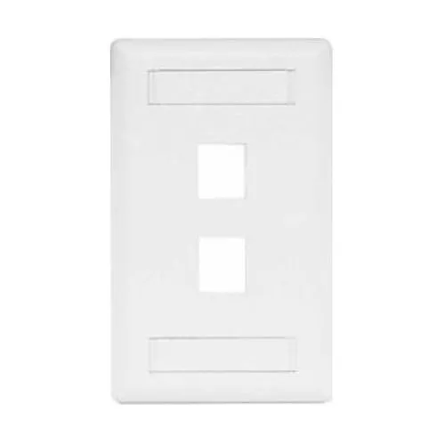 Hubbell IFP12W 2-Port Rear Loading Multimedia Faceplate, Single Gang, White