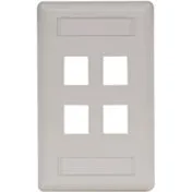 Hubbell IFP14OW Single-Gang Keystone Wall Plate, 4-Port, Light Almond/Office White