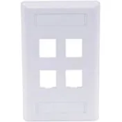Hubbell IFP14W Phone/Data/Multimedia Face Plate, Face Plate, Rear-Loading, 4-Port, Single-Gang, White