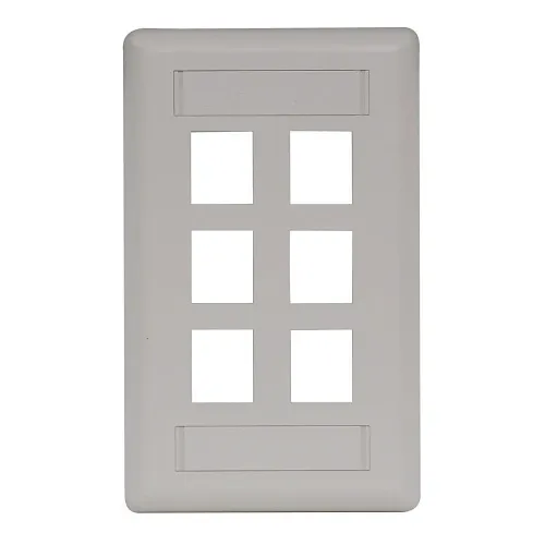 Hubbell IFP16OW Wallplate Flush 1-Gang 6-Port Keystone Wallplate, Office White