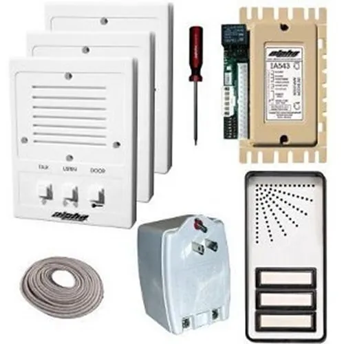 Alpha IK543/3S 3 Unit Apartment Intercom Kit and Wire