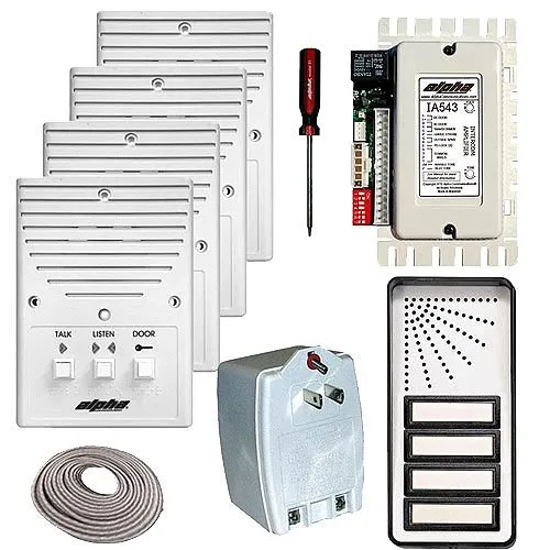 Alpha IK543/4S Alpha IK5434S 4-Unit Apartment Intercom and Wire Kit