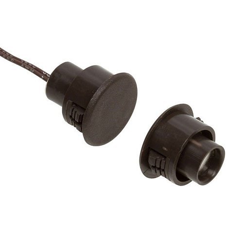 Nascom N1178CB/STDD Recessed 3/4" Stubby DPDT Switch/Magnet Set for Steel/Wood Doors, Wire Leads, Brown