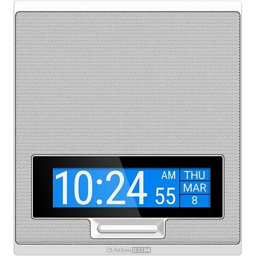 AtlasIED IP-SDMF PoE+ Indoor Wall Mount IP Speaker with LCD Display, LED Flashers, and Talkback Microphone