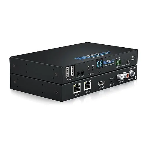 Blustream IP200UHD-RX IP Multicast HDMI UHD Video KVM over 1GB Network Receiver with Bi-directional IR RS-232 and USB