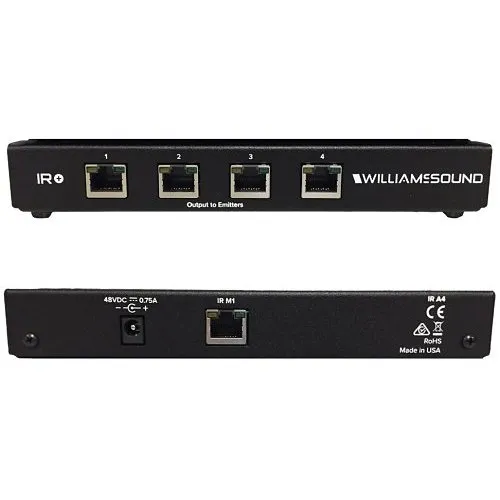 Williams AV IR A4 IR+ 48V DC Emitter Array, Connectivity Supplied by IR M1 and IR E4 Black