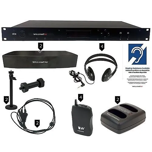 Williams AV IR SY11 IR+ Complete Assistive Listening System with Single Rack Unit and Dante Black