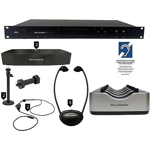 Williams AV IR SY12 IR+ Secure Assistive Listening System with Single Rack Unit and Dante, Black