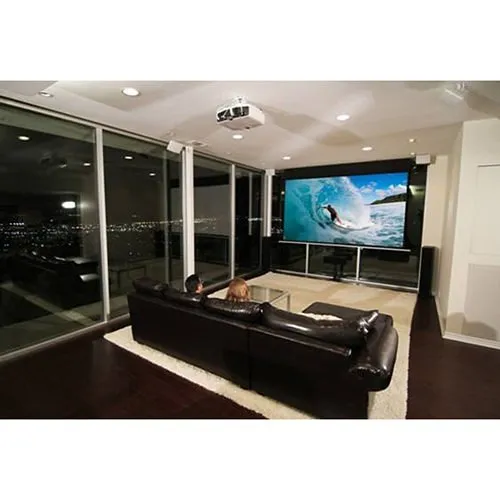 Elite Screens Evanesce Tab-Tension 120" Diagonal CineWhite In-Ceiling Electric Motorized Front Projection Screen with 8" Top Drop