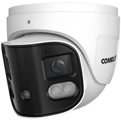Comelit ITM08A3F02A Advance Series ColorUP 8MP Turret IP Panorama Camera with Warning LED and Audible Alert Via Speaker, 2.8mm Fixed Lens, White
