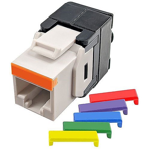 Simply45 S45-3600W CAT6/6A UTP 180˚ Keystone Jack 110 Style, Toolless, White