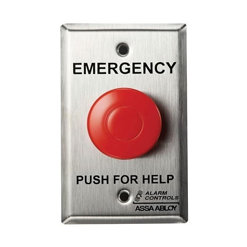 Alarm Controls PBM-5-1 PB Series Momentary Panic Station with 1-1/2" Red Mushroom Button, Stainless Steel