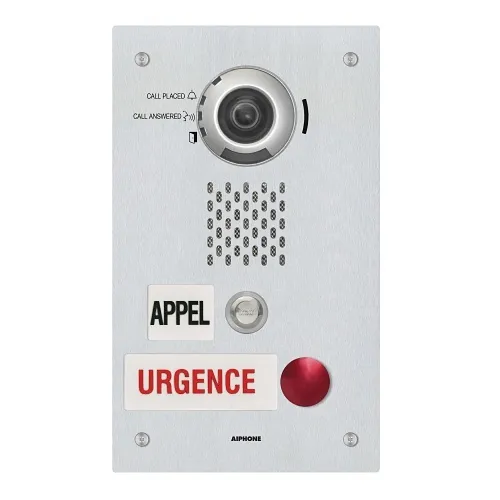 Aiphone IX-DVF-2RA-FR IX Series IP Video Emergency Station with Call Buttons in French, SIP Compatible, Flush Mount, Vandal Resistant, Stainless Steel
