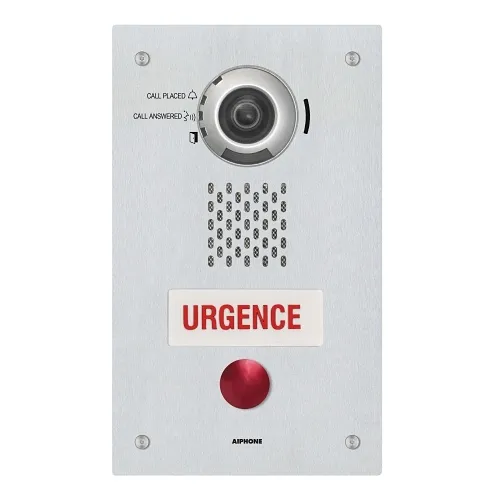 Aiphone IX-DVF-RA-FR IX Series IP Video Emergency Station with Call Button in French, Flush Mount, Vandal Resistant, Stainless Steel