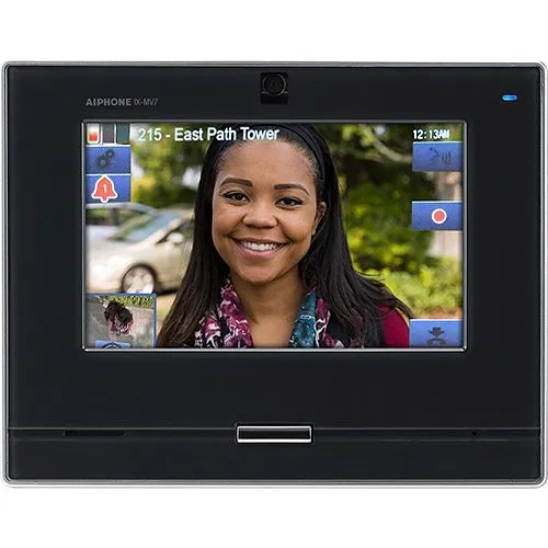 Aiphone IX-MV7-B IP SIP Compatible IP Video Master Station 7" Touchscreen and Hands-Free, Includes Desk Stand, Black