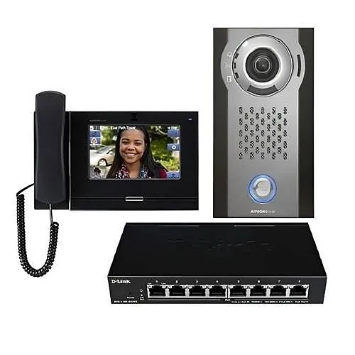 Aiphone IXS-HBDV IX Series Configuration File Plug-N-Play 4-Piece Kit, Includes (1) IX-DV, (1) IX-MV7-HB, (1) 8-Port PoE Switch, (1) USB Drive