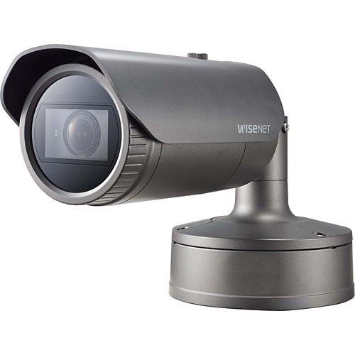 Hanwha PNO-A6081R P-Series 2MP Indoor/Outdoor HD IR Bullet AI Camera, Dark Gray
