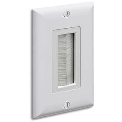 Arlington CED135WP Non-Metallic Cable Entry Device with Brush-Style Cover and Wall Plate, Single Gang, White