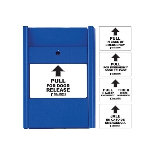 Camden CM-702U Universal Blue Pull Station, Single Gang, N/C Switch with Multiple Message Labels (Replaces CM-702)