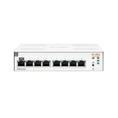 HPE JL810A#ABA Instant On Swtich Series 1830 8-Port Gb Smart-Managed Layer 2 Ethernet Switch, 8x 1G, Fan-less