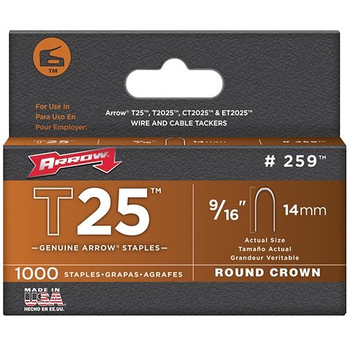 Arrow 259 T25 9/16" Galvanized Steel Staples, 100-Pack