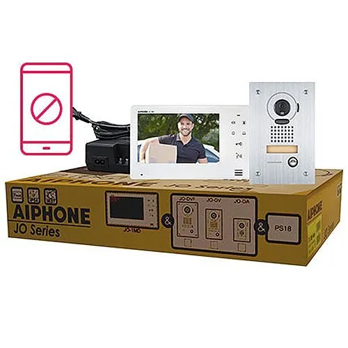 Aiphone JOS-1F Entry Security Intercom Box Set with Vandal Resistant, Flush-Mount Door Station, 7" Video, Includes JO-DVF, JO-1MD, PS-1820UL