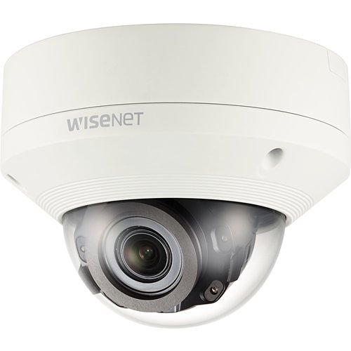 Hanwha XNV-8080R X-Series 5MP IR Outdoor Vandal Dome Camera, 3.9-9.4mm Varifocal Lens, Ivory
