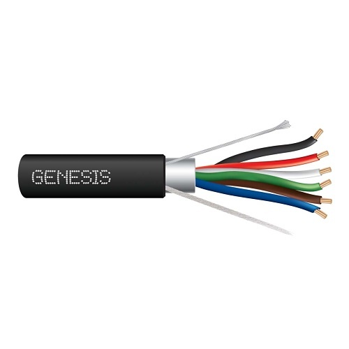 Genesis 32061108 22/6 Stranded Shielded Cable, Plenum, CMP, FT6, 1000' (304.8 m) Pull Box, Black