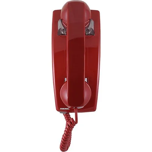 Viking K-1500P-W Wall Phone with Built-In Ringer, No Dial Pad, Red