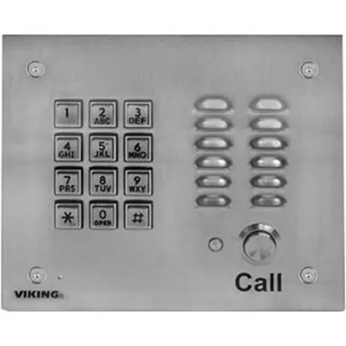Viking K-1700-3 Brushed Stainless-Steel Entry Phone with Keypad, Vandal and Weather Resistant