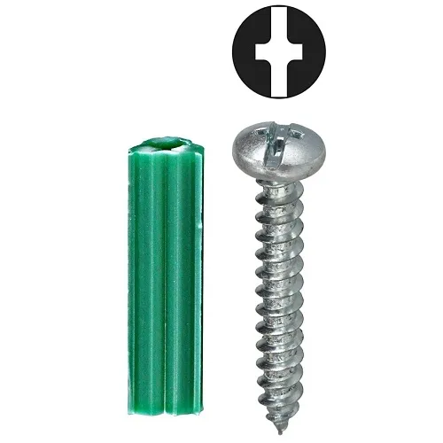 Dottie K6DTP #10 Green Ribbed Tubular Anchor with Pan Head Comb, Fasteners