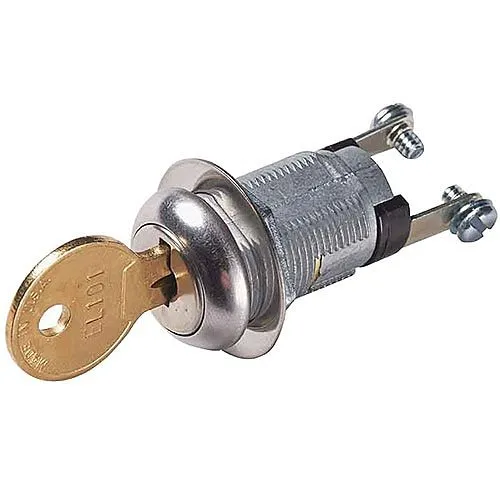 Alarm Controls KA-111AKA Series Double Bitted Flat Key, Key Removable in ON/OFF Position, SPDT Switch, 8" Colored Leads, Keyed Alike