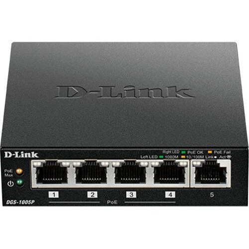 D-Link DGS-1005P 5-Port Desktop Gigabit PoE+ Switch