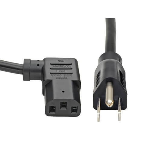 Eaton Tripp Lite P006-006-13RA 18AWG Computer Power Cord, NEMA 5-15P to Right-Angle C13-10A, 125V, 6' (1.83m), Black