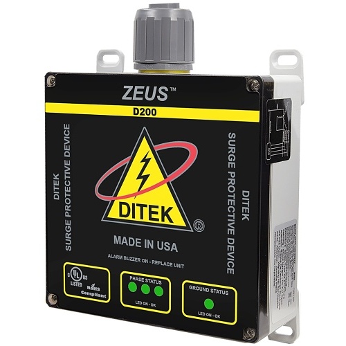 DITEK D200-4803D D200 Series Industrial Surge Protective Device, 3-Wire and Ground Connections, 480V Delta