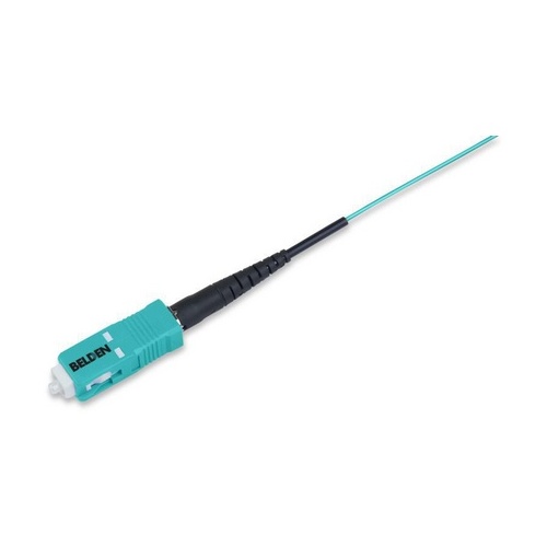 Belden FT3SC900FS01 FX Fusion Splice-On Connector, OM3-4 SC Simplex, 900µm Tight Buffer, Aqua