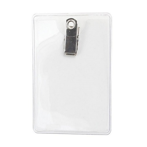 Brady ID 504N Clip-On Vinyl Badge Holder with Bulldog Clip, 100-Pack, Clear