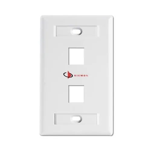 Keri Systems KFP-S-02-02-S 2-Opening Faceplate with Label Holder, Single Gang, White