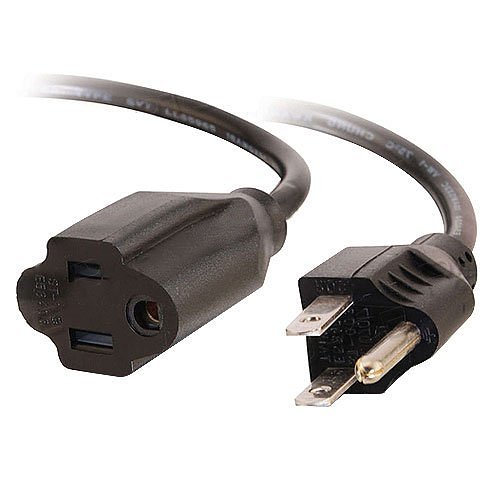 C2G CG03137 18 AWG Outlet Saver Power Extension Cord, NEMA 5-15P to NEMA 5-15R, TAA Compliant, 1' (0.3m)