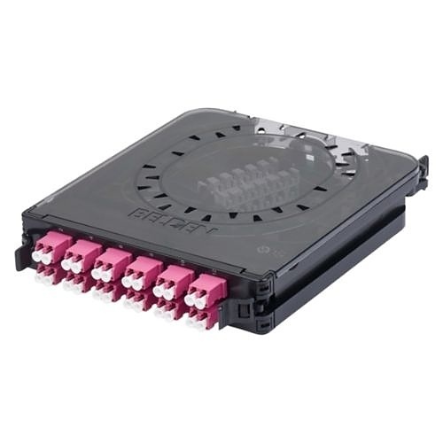 Belden FC4X12LDFP FX ECX 12-Port Cassette with 250Mu Pigtails, OM4, LC Duplex, Erika Violet Adapters