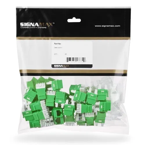 Signamax KJ458MT25-C6C-GN MT-Series CAT6 UTP RJ45 Jack, 25-Pack, Green