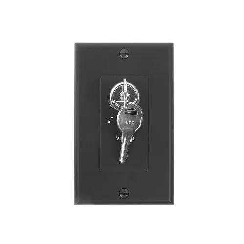 Lowell KL100-DB 100W Mono Volume Control with Key Switch and 1-Gang Decorator Wall Plate, Black