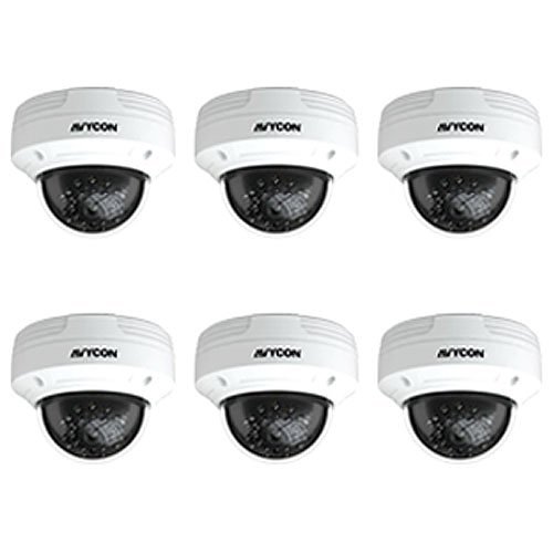 AVYCON AVK-HN41V6 Smart Analytics 7-Piece Surveillance Kit, (1) AVR-HN808P8 4K 8-Channel PoE NVR, 2TB HDD, (6) AVC-VHN41FLT 4MP Vandal Dome IP Cameras, White