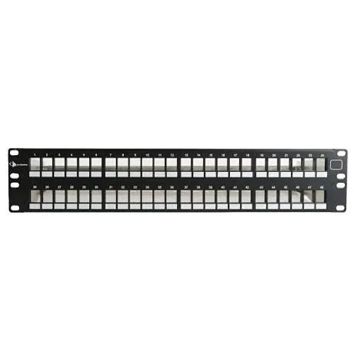 Siemon KPNL-F2-48-01S Keystone Patch Panel, Flat, 48-Port, 2 RMS, Black