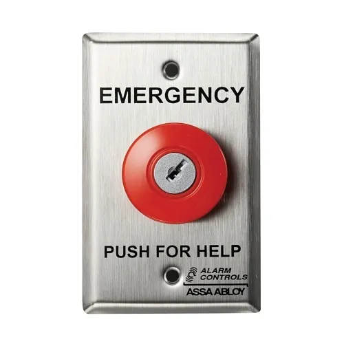 Alarm Controls KR-4-2-GR Latching Push Button Switch with Key Reset