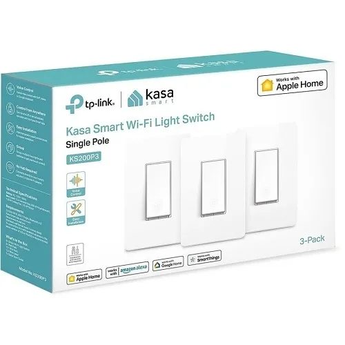 TP-Link KS200P3 SWT Kasa Smart Wi-Fi Light Switch Home Kit, 3-Pack