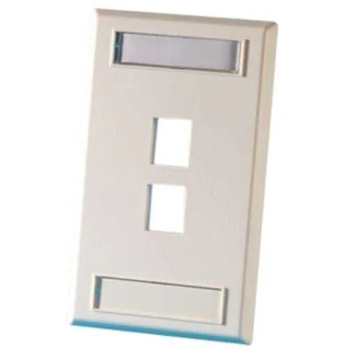 Ortronics OR-KSFP2 Ortronics KSFP2 1-Gang Keystone Faceplate, 2-Ports, Fog White